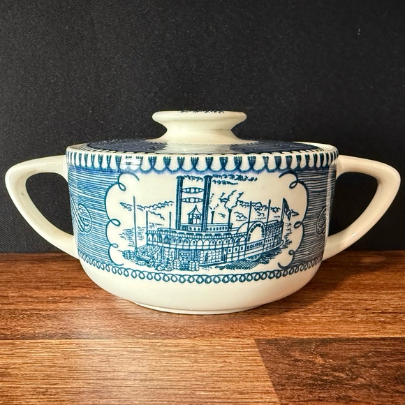 CURRIER & IVES Sugar Bowl With Lid - Picture 1 of 14